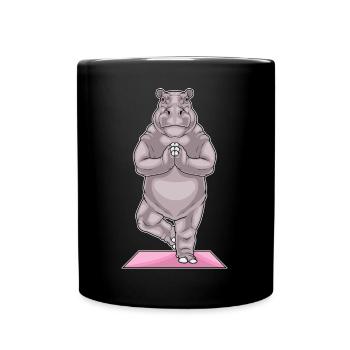 Nilpferd Yoga Fitness Gymnastik - Tasse einfarbig - Schwarz - Vorne