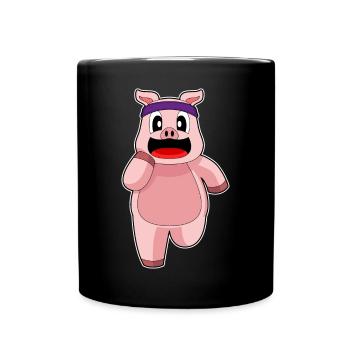 Pig Jogger Jogging Sport - Full Colour Mug - black - Front