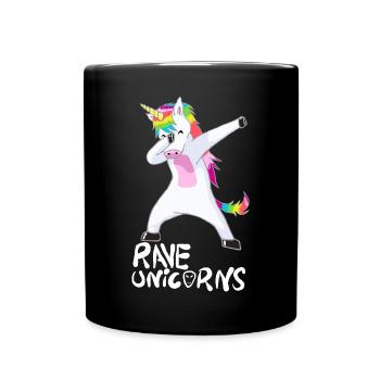 Logo Rave Licornes Texte blanc - Mug uni - noir - Devant