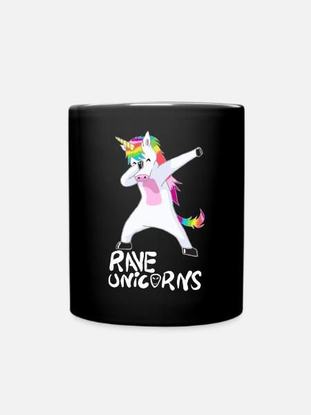 Logo Rave Unicorns White Text - Tasse einfarbig - Schwarz