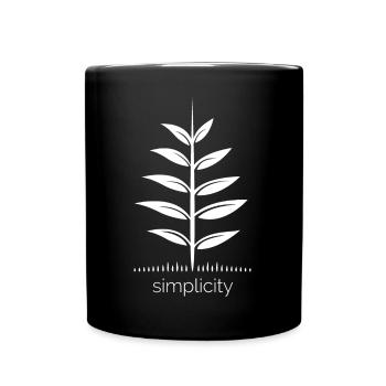 Simplicity – Minimalist leaf in natural design - Full Colour Mug - black - Front