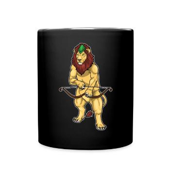 Lion Archer Bow - Full Colour Mug - black - Front
