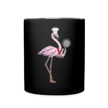 Flamingo Koch Pfanne Kochen - Tasse einfarbig - Schwarz - Vorne