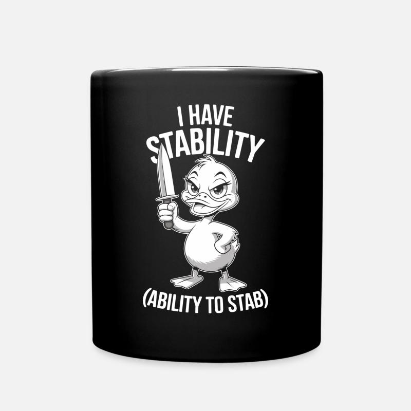 Dunkler Humor Ente mit Messer - Tasse einfarbig - Schwarz