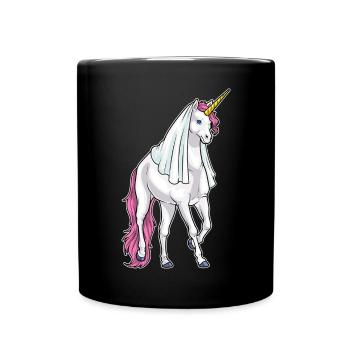 Einhorn Braut Schleier Hochzeit - Tasse einfarbig - Schwarz - Vorne