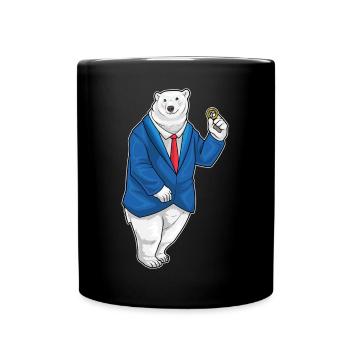 Eisbär Bräutigam Ehering Hochzeit - Tasse einfarbig - Schwarz - Vorne