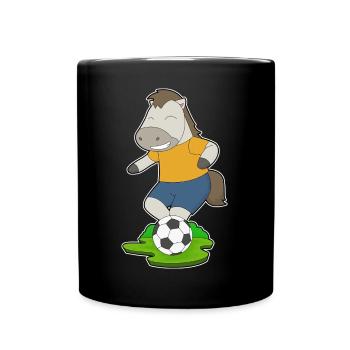 Pferd Fußballspieler Fußball - Tasse einfarbig - Schwarz - Vorne