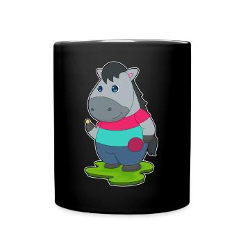 Cheval Tennis de table Raquette de tennis de table - Mug uni - noir - Devant
