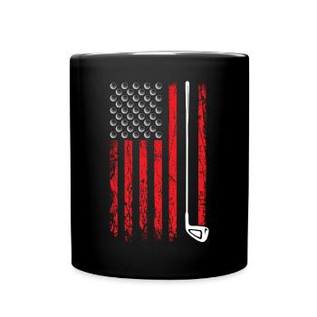 Golf USA Flagge Golfer - Tasse einfarbig - Schwarz - Vorne