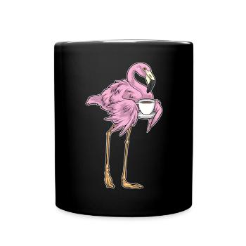 Flamingo Kaffee Tasse - Tasse einfarbig - Schwarz - Vorne