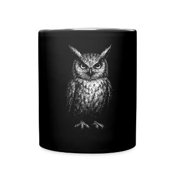 Ein Uhu - Tasse einfarbig - Schwarz - Vorne