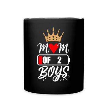 Maman de 2 garçons avec cœur d’amour et couronne - Mug uni - noir - Devant