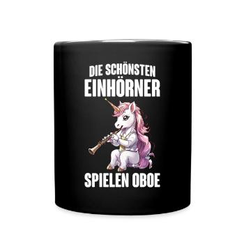 Die schönsten Einhörner spielen Oboe für Oboistin - Tasse einfarbig - Schwarz - Vorne