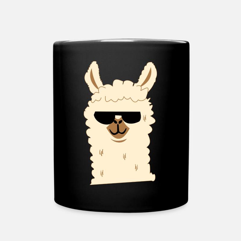 Lama mit Sonnenbrille - Tasse einfarbig - Schwarz