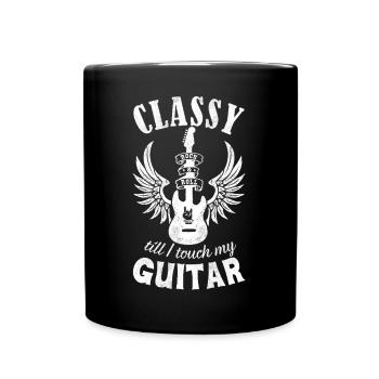Classy till I touch my Guitar weiss - Tasse einfarbig - Schwarz - Vorne
