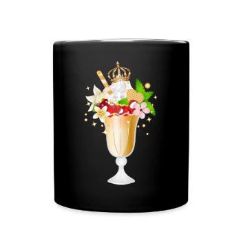 Eisbecher – köstliches Dessert-Motiv mit Krone - Tasse einfarbig - Schwarz - Vorne