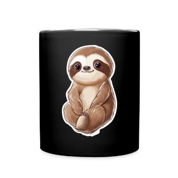 Faultier - Tasse einfarbig - Schwarz - Vorne