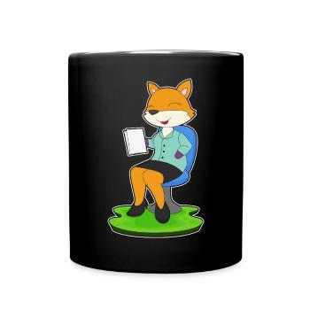 Fuchs Sekretärin Papier Büro - Tasse einfarbig - Schwarz - Vorne