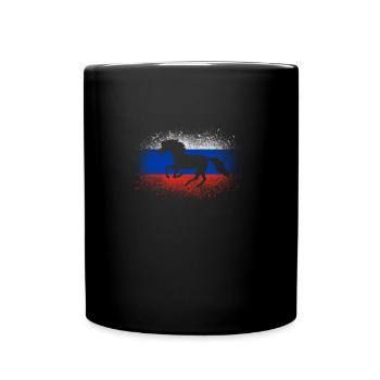 Galopp Russland Reiter Geschenk Pferde Flagge - Tasse einfarbig - Schwarz - Vorne