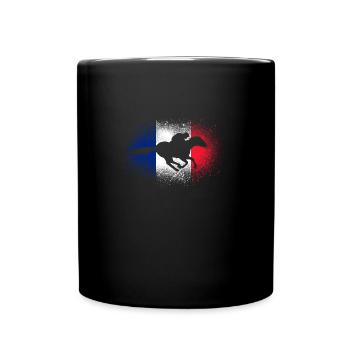 Rennpferd Frankreich Reiter Geschenk Pferde Flagge - Tasse einfarbig - Schwarz - Vorne