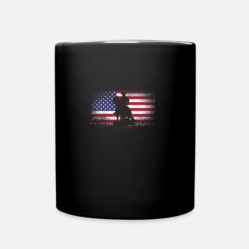 Westernreiten USA Reiter Geschenk Pferde Flagge - Tasse einfarbig - Schwarz
