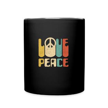 LOVE PEACE FREEDOM T Shirt 60s 70s Tie Dye Hippie - Tasse einfarbig - Schwarz - Vorne
