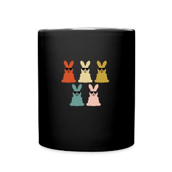 Hipster Easter Bunny Cool Rabbits With Shades - Tasse einfarbig - Schwarz - Vorne