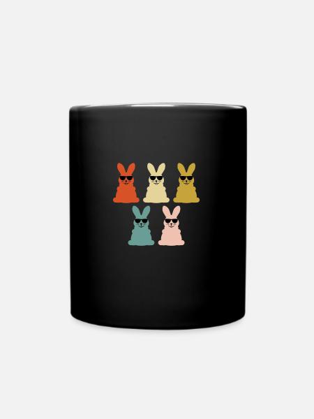 Hipster Easter Bunny Cool Rabbits With Shades - Full Colour Mug - black