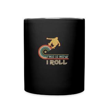 Vintage Retro This Is How I Roll Skate Board - Full Colour Mug - black - Front