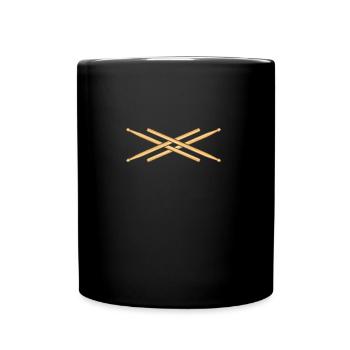 Christian Drum Stick Cross Drummer TShirt - Tasse einfarbig - Schwarz - Vorne