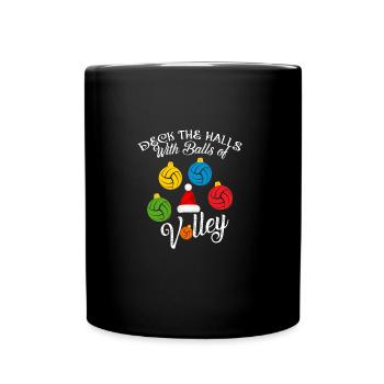 Deck The Halls With Volley Ball Christmas - Full Colour Mug - black - Front
