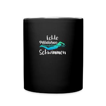 Echte Maedchen Schwimmen Schwimmen Schwimm - Tasse einfarbig - Schwarz - Vorne