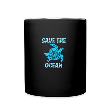La tortue sauve les mers Save the Planet - Mug uni - noir - Devant