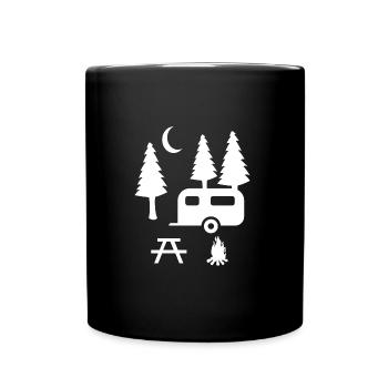 Camping Wohnwagen - Tasse einfarbig - Schwarz - Vorne