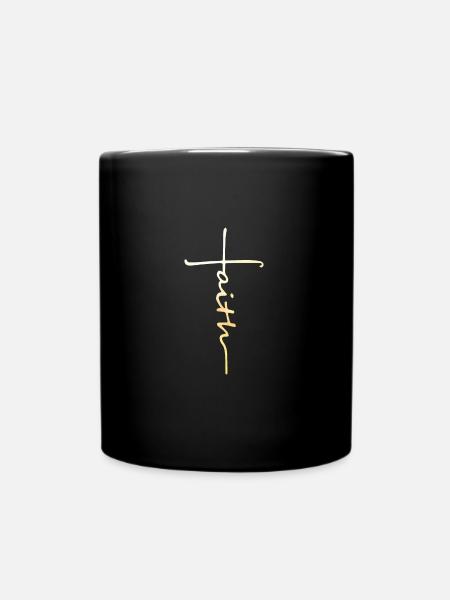 faith. cross, christian, Jesus, Believer - Full Colour Mug - black