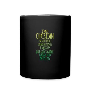 I'm A Christian, I'm Not Perfect, Jesus, Believer - Full Colour Mug - black - Front