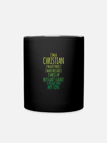 Je suis un chrétien, je ne suis pas parfait, Jésus, croyant - Mug uni - noir