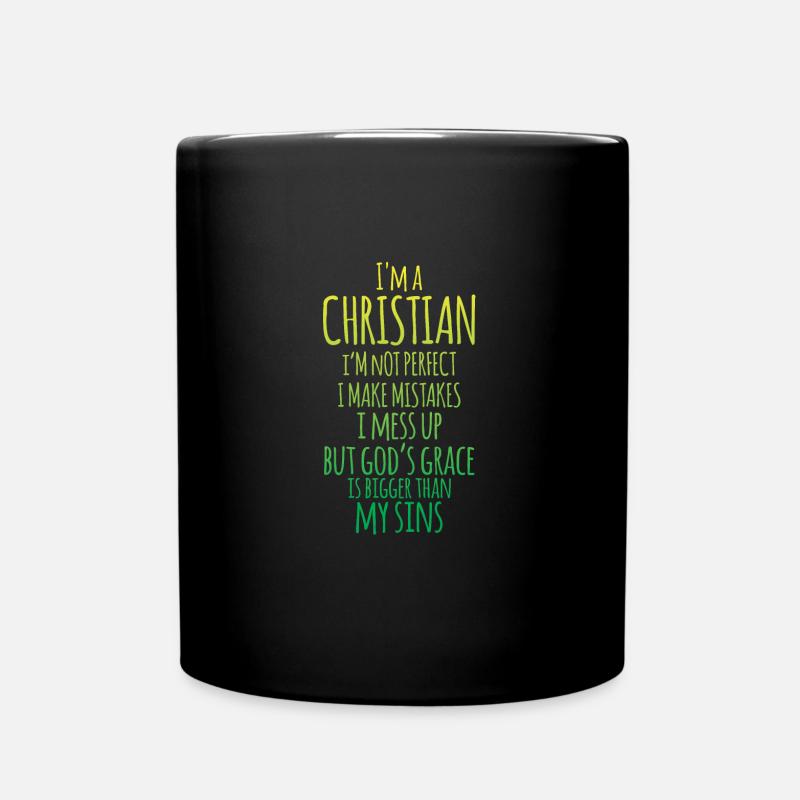 Ich bin christlich, ich bin nicht perfekt, Jesus, Gläubiger - Tasse einfarbig - Schwarz
