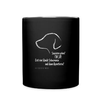 Retriever à poil plat disant récupérer la natation - Mug uni - noir - Devant