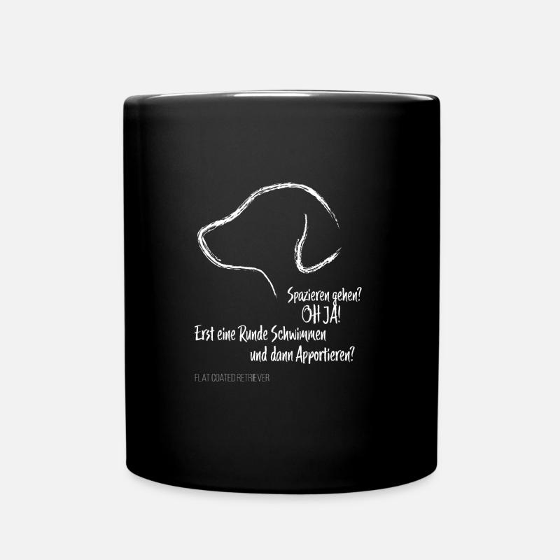 Flat Coated Retriever Spruch Apportieren Schwimmen - Tasse einfarbig - Schwarz