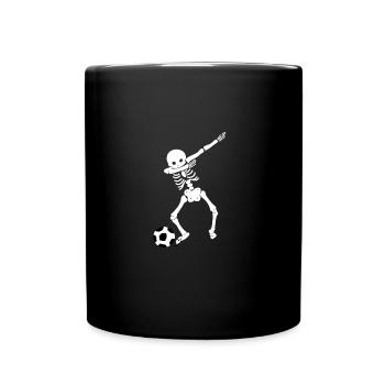 Dabbing Skelleton mit fußball - Tasse einfarbig - Schwarz - Vorne