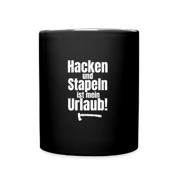 Lustiges Männer Holzhacken Holz machen Geschenk - Tasse einfarbig - Schwarz - Vorne