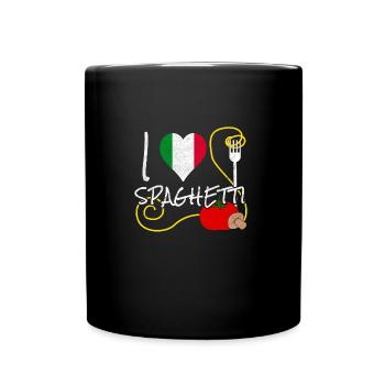 Ich Liebe Italien und Spaghetti Pasta Herz - Tasse einfarbig - Schwarz - Vorne
