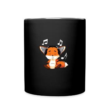 Fennek Fuchs liebt Musik - Tasse einfarbig - Schwarz - Vorne