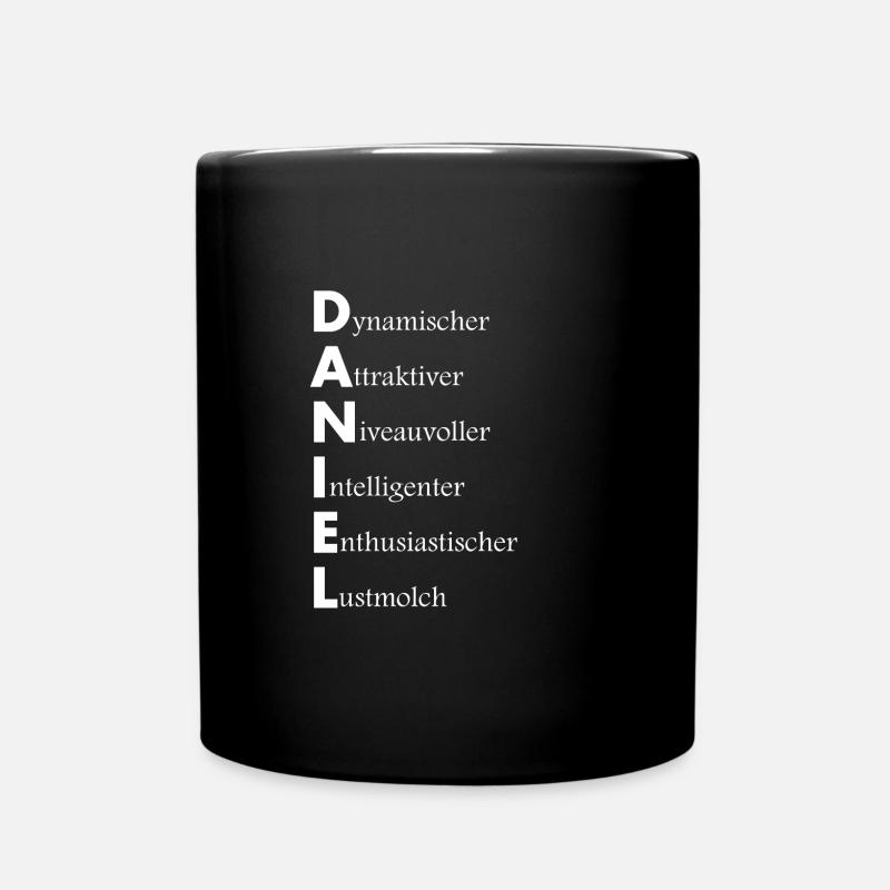Namensbeschreibung Daniel, Geschenkidee, Spruch - Tasse einfarbig - Schwarz