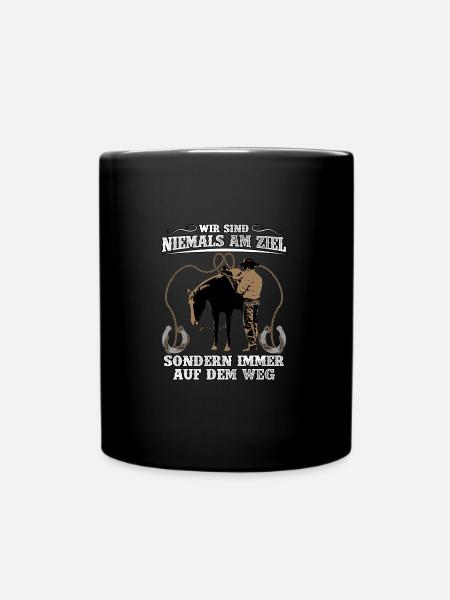Pferd Pony Reiter Western Reiten Cowboy Haflinger - Tasse einfarbig - Schwarz
