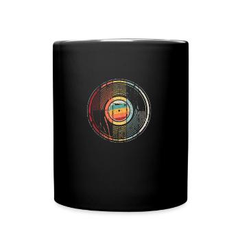Retro Vintage Vinyl Schallplatte für Musikfans - Tasse einfarbig - Schwarz - Vorne