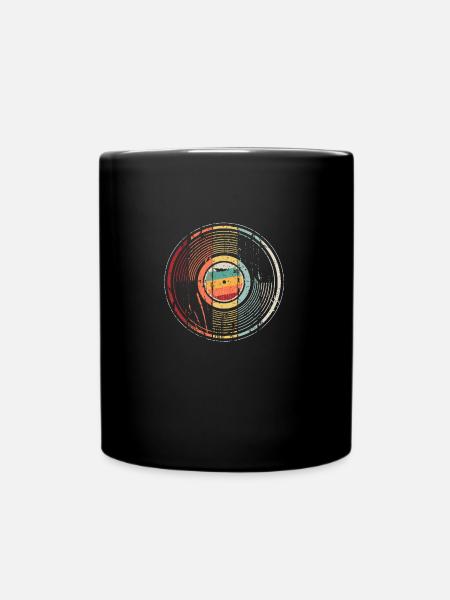 Retro vintage vinyl record for music lovers - Full Colour Mug - black