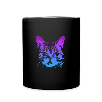 3D cat Cool gift motif T-shirt - Full Colour Mug - black - Front