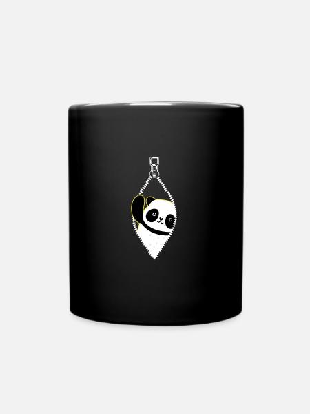 Panda from the zipper - Full Colour Mug - black